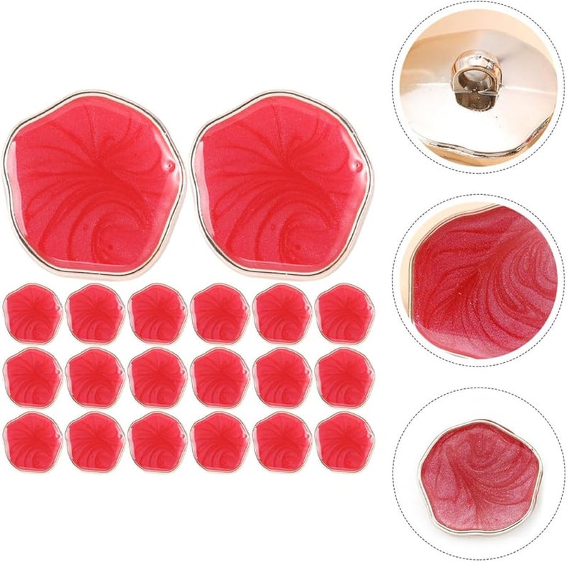 Irregular Polygon Sewing Buttons 25mm 20pcs Red For Coat Replacement DIY Fashionable - Image 5